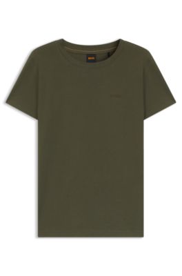 Camiseta de punto de algod&oacute;n con detalle de logo, Verde oscuro