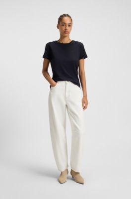 T-shirt en jersey de coton avec d&eacute;tail logot&eacute;, Bleu fonc&eacute;