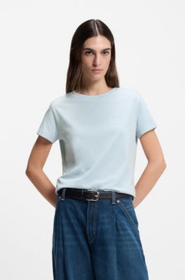 Logo-detail T-shirt in cotton jersey, Light Blue