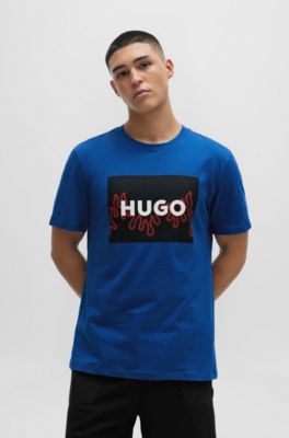 HUGO Cottonjersey regularfit Tshirt with flame logo