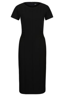 HUGO BOSS SHORT-SLEEVED BUSINESS DRESS WITH GATHERED DETAILS