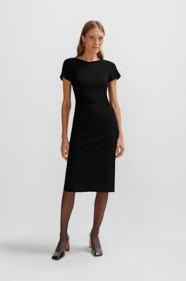 BOSS - Short-sleeved business dress with gathered details