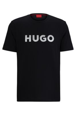 Hugo Cotton-jersey T-shirt With 3d Logo In Black