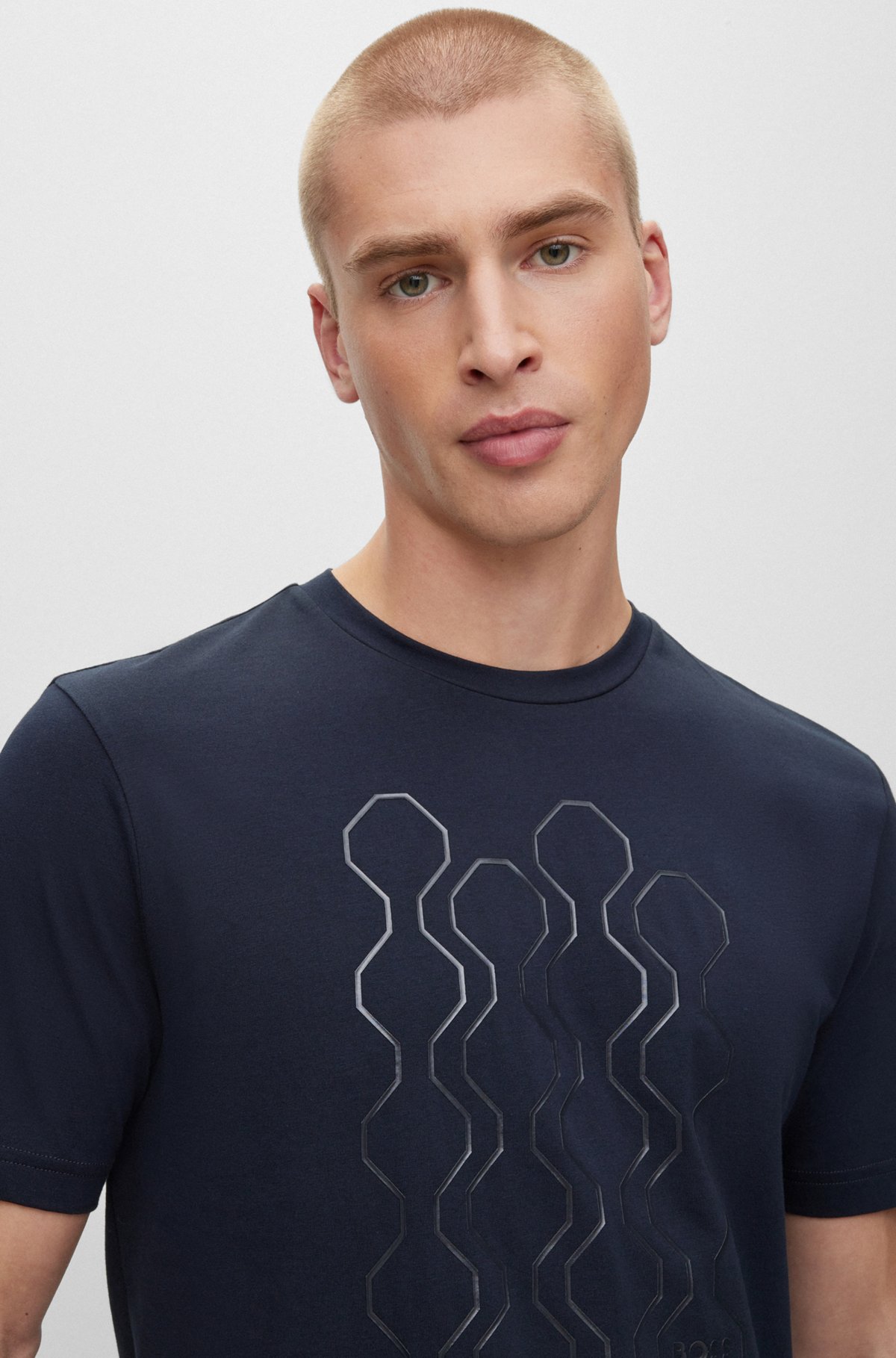 BOSS - Stretch-cotton T-shirt with mirror-effect artwork BOSS - Stretch-cotton T-shirt with mirror-effect artwork