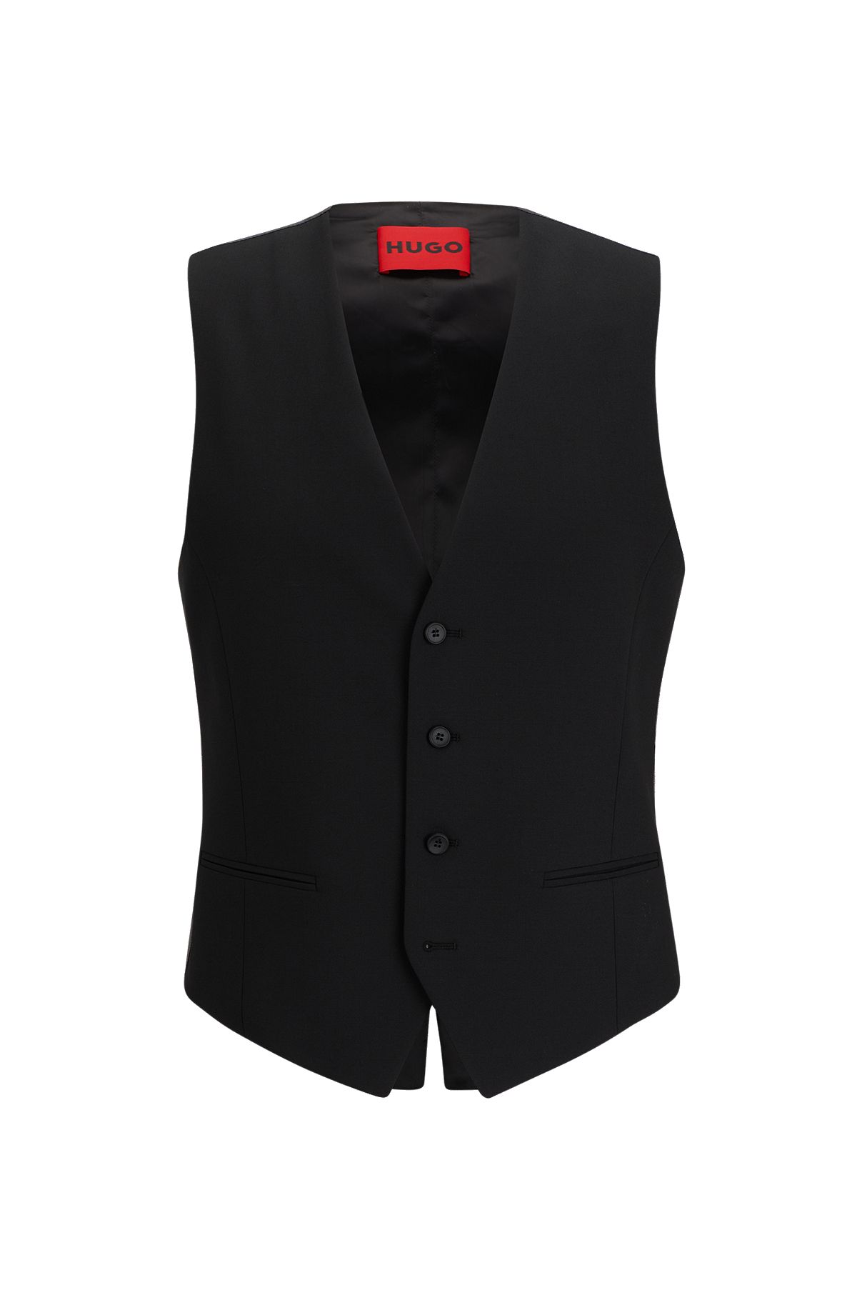 Extra-slim-fit waistcoat with flame artwork, Black