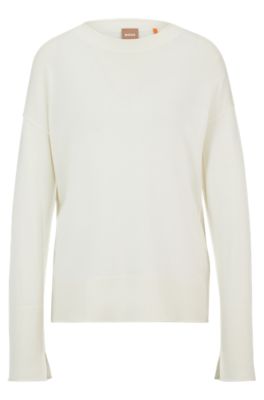 HUGO BOSS CREW-NECK SWEATER WITH SLIT CUFFS