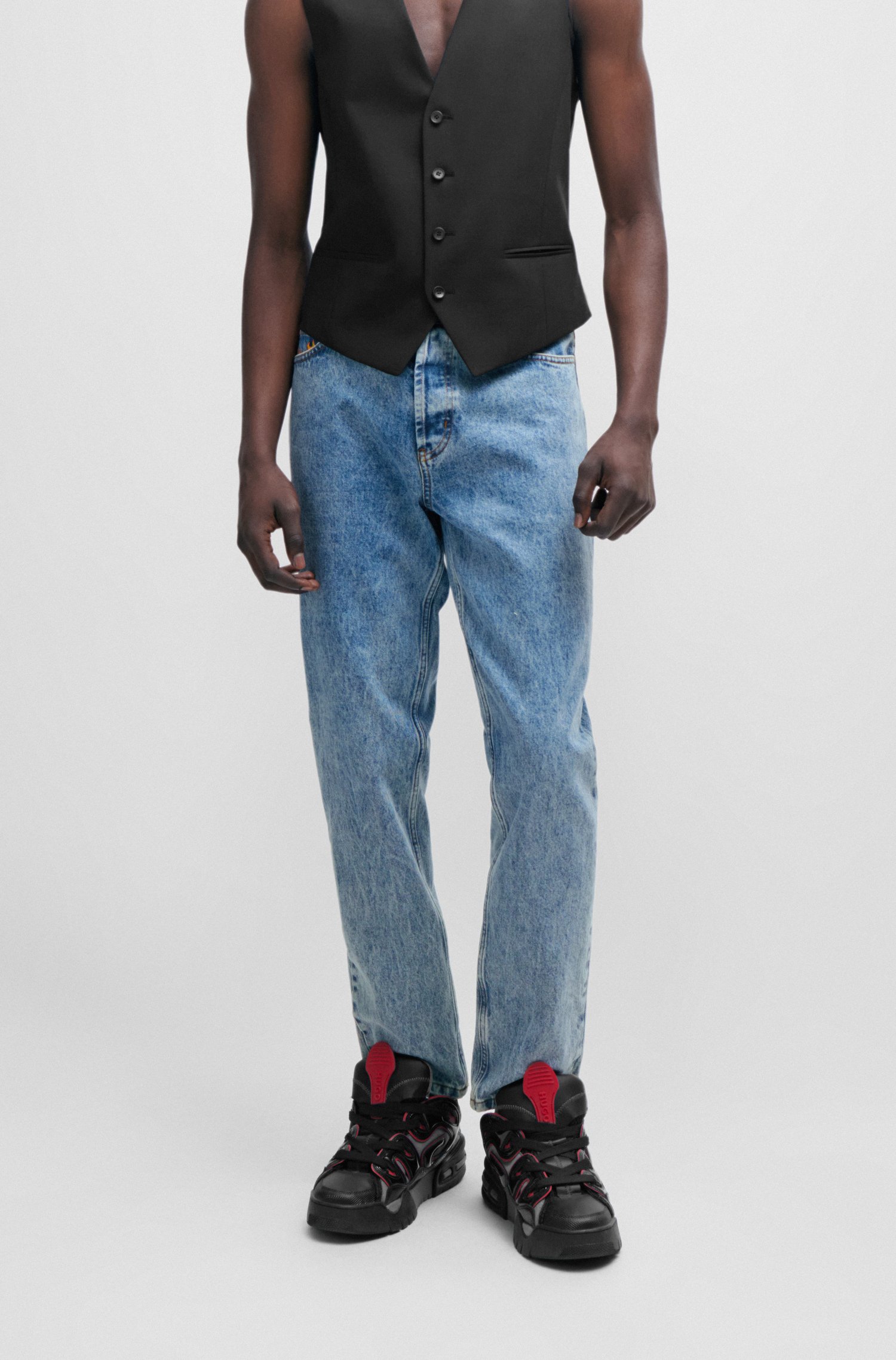 Tapered-fit jeans blue rigid denim