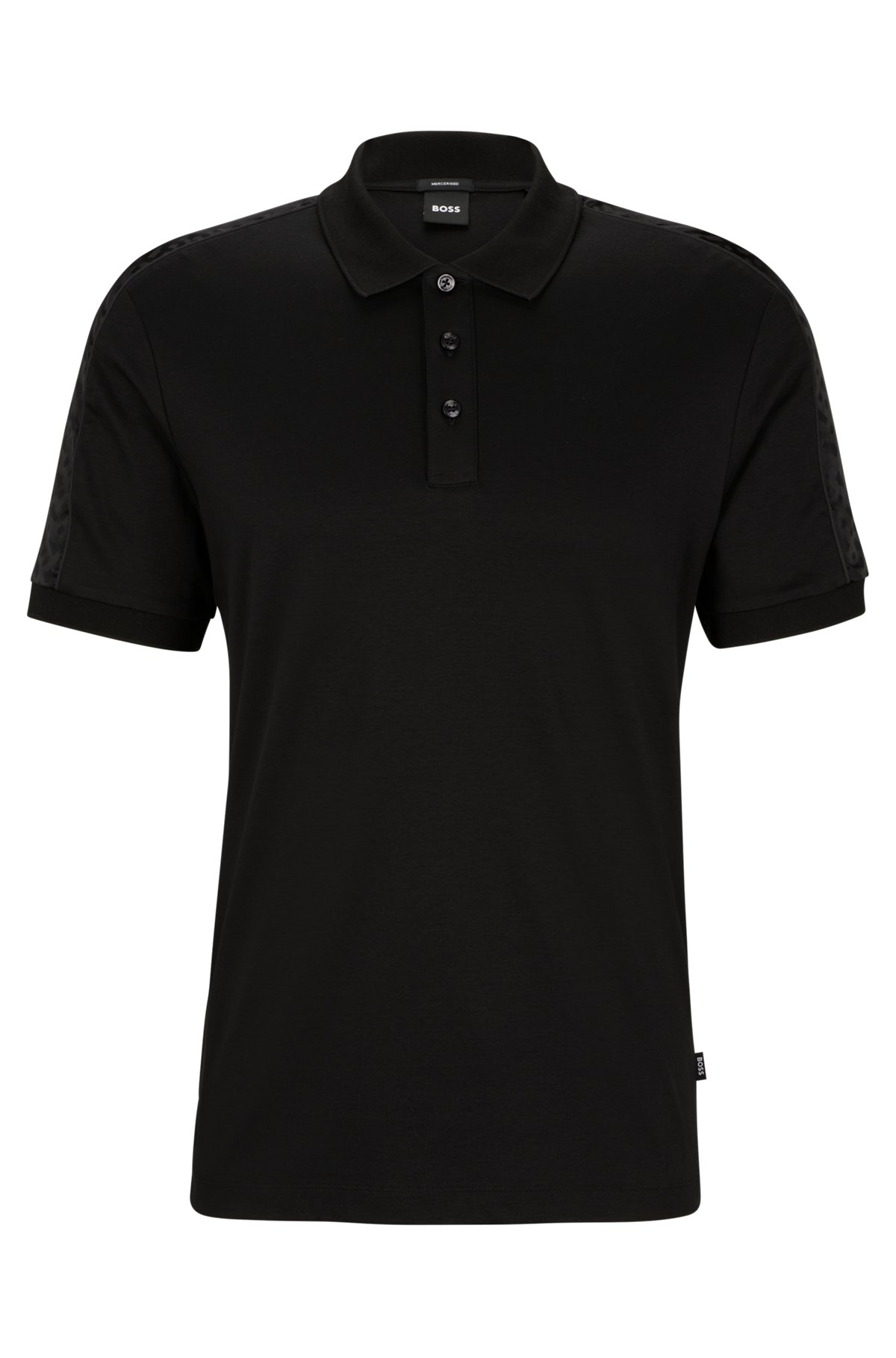 BOSS - Interlock-cotton polo shirt with structured trims