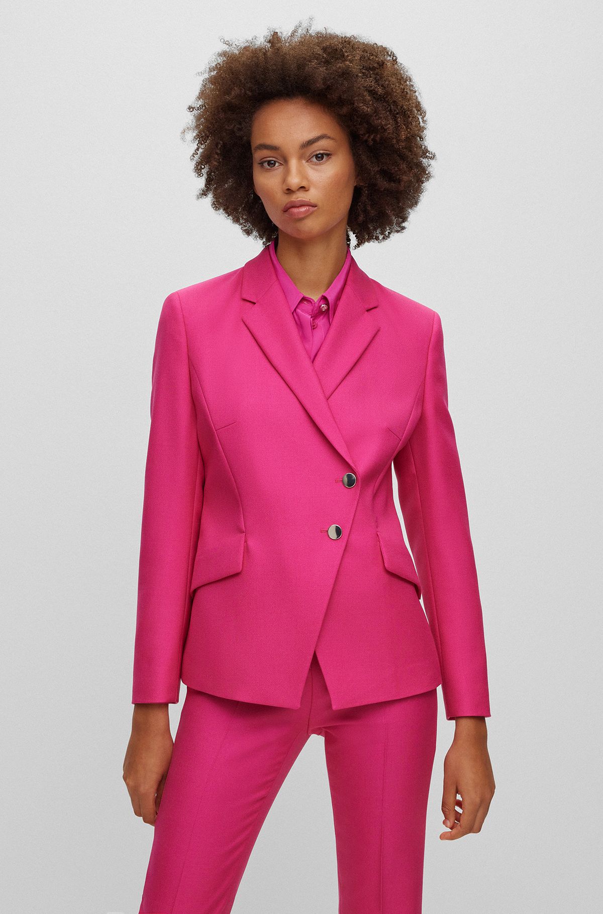 Slim-fit jacket in virgin-wool twill, Pink