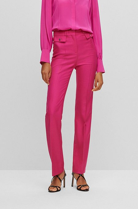Slim-fit trousers in virgin-wool twill, Pink