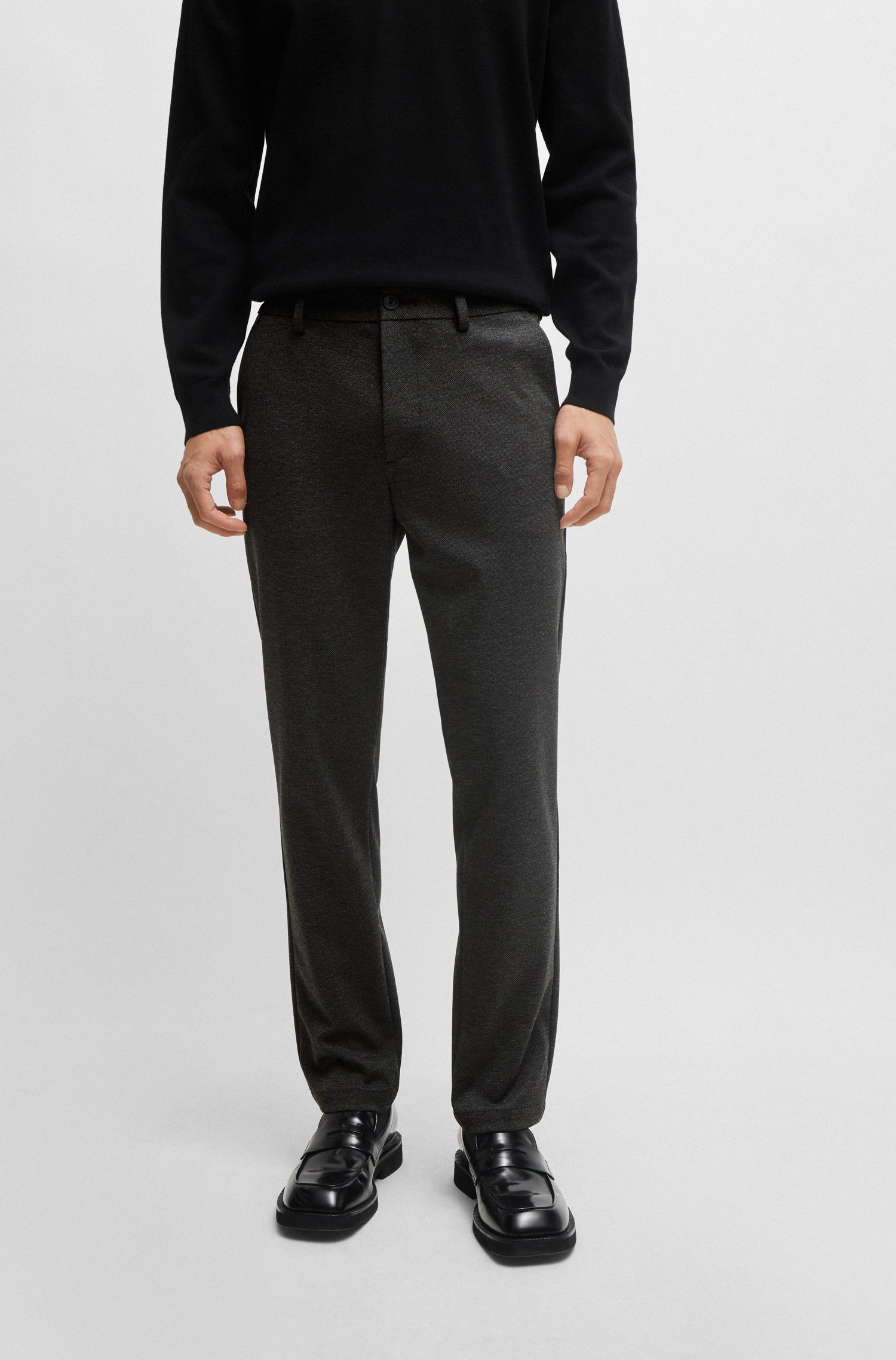 Slim-fit trousers structured performance-stretch material