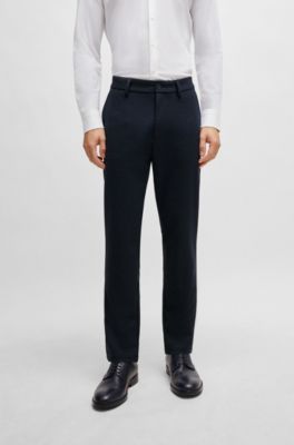 Slim-fit trousers in structured performance-stretch material, Dark Blue