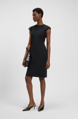 Virgin-wool dress in a slim fit, Black