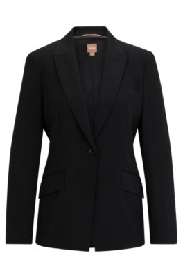 Shop Hugo Boss Regular-fit Jacket In Virgin Wool With Slit Cuffs In Black