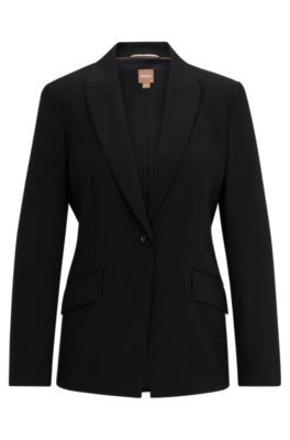 Veste Regular en laine vierge avec fente aux manches, Noir