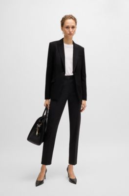 Regular-fit jacket in virgin wool, Black