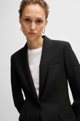 Regular-fit jacket in virgin wool, Black