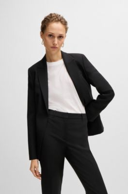 Regular-fit jacket in virgin wool, Black