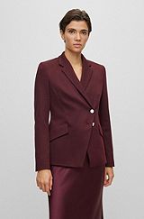 Slim-fit jacket in heavyweight corduroy with asymmetrical buttons, Patterned