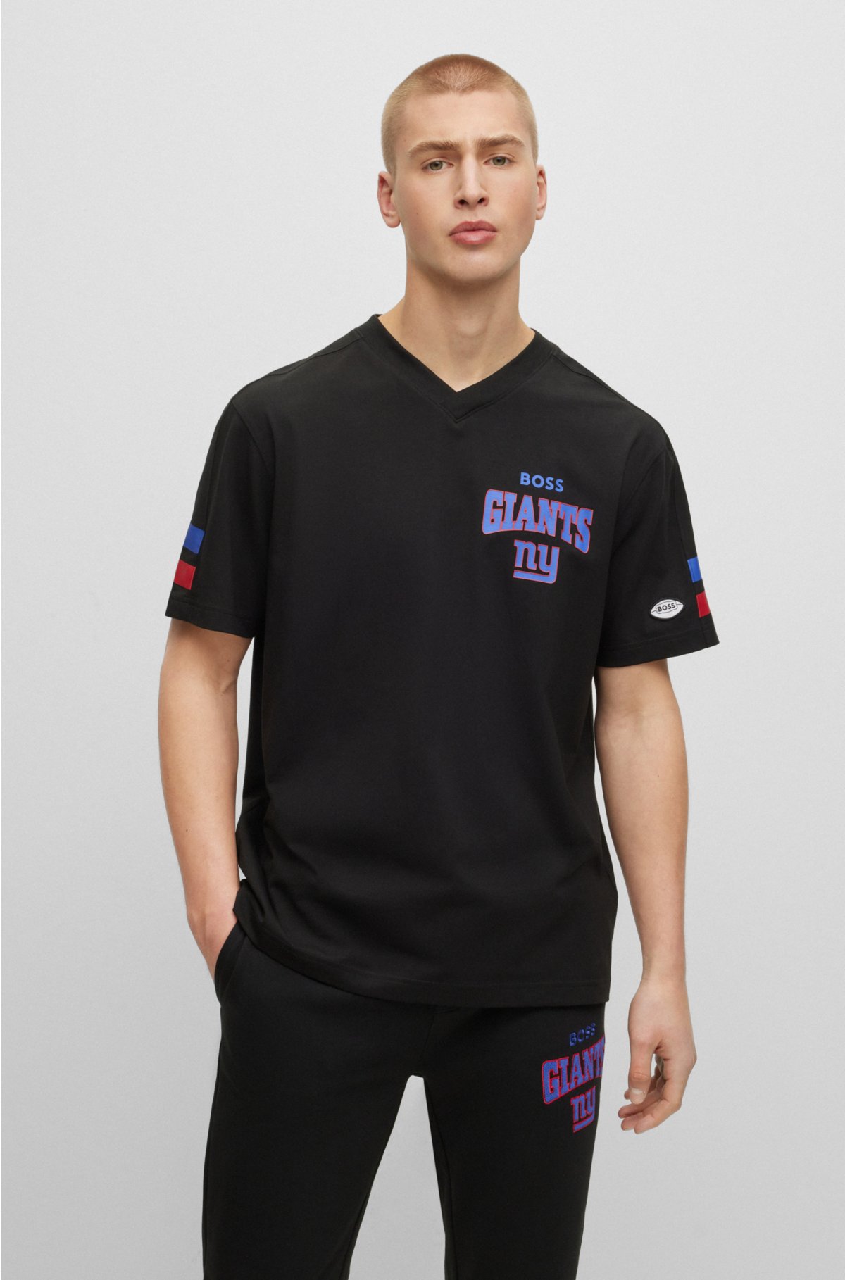 BOSS x NFL cotton-blend T-shirt with collaborative branding, Giants