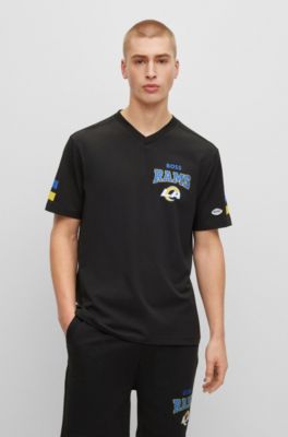 Hugo Boss Boss X Nfl Cotton-blend T-shirt With Collaborative Branding In Rams