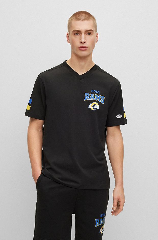 Camiseta de mezcla de algodón BOSS x NFL con detalle de la colaboración, Rams