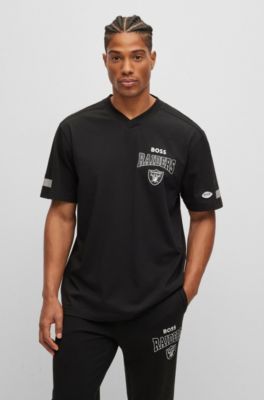 Hugo Boss Boss X Nfl Cotton-blend T-shirt With Collaborative Branding In Raiders