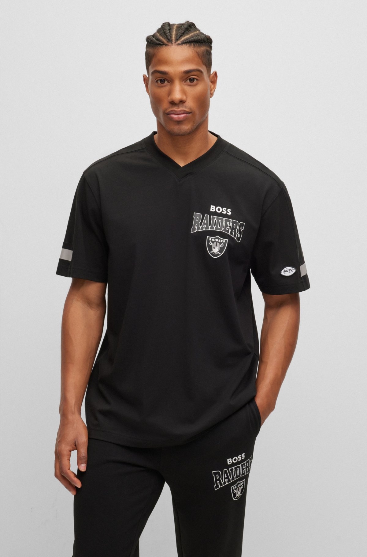 BOSS x NFL cotton-blend T-shirt with collaborative branding, Raiders
