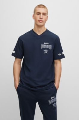 Hugo Boss Boss X Nfl Cotton-blend T-shirt With Collaborative Branding In Cowboys