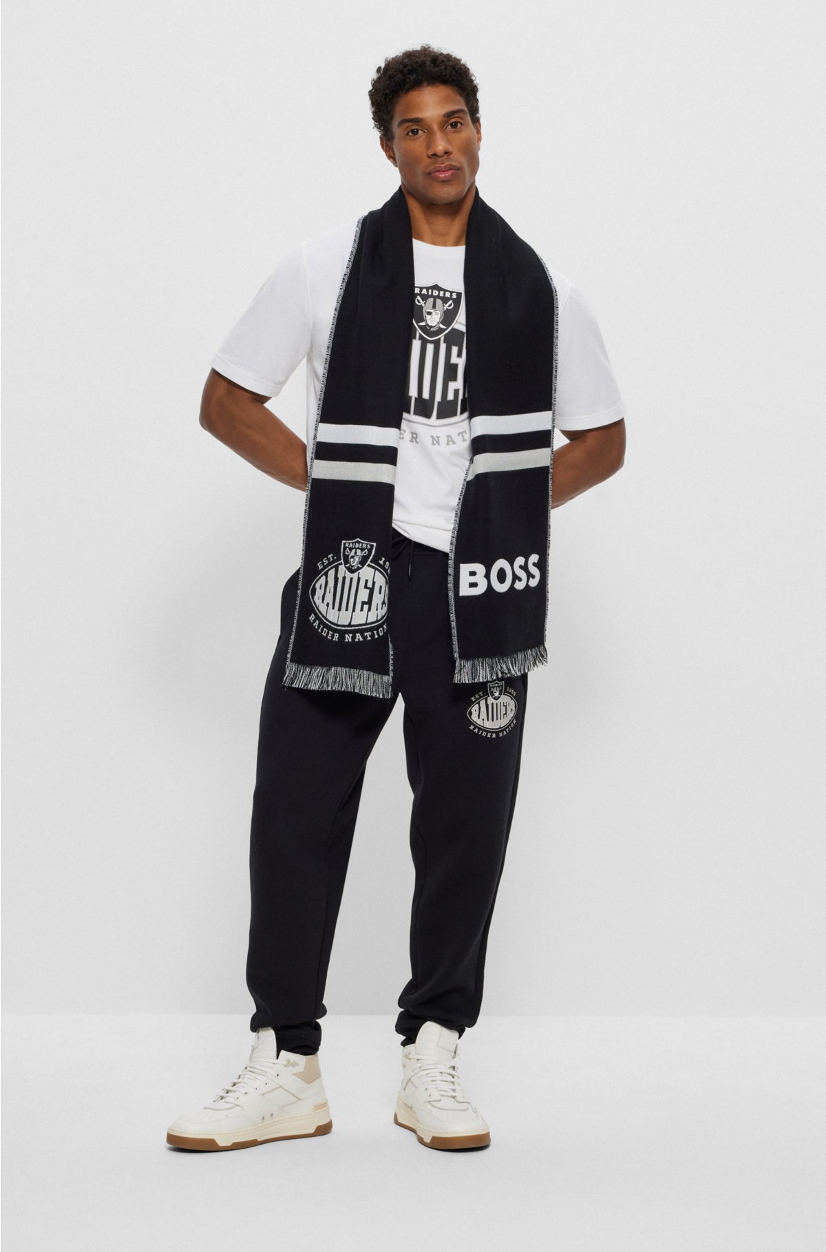 BOSS x NFL logo scarf with team branding, Raiders
