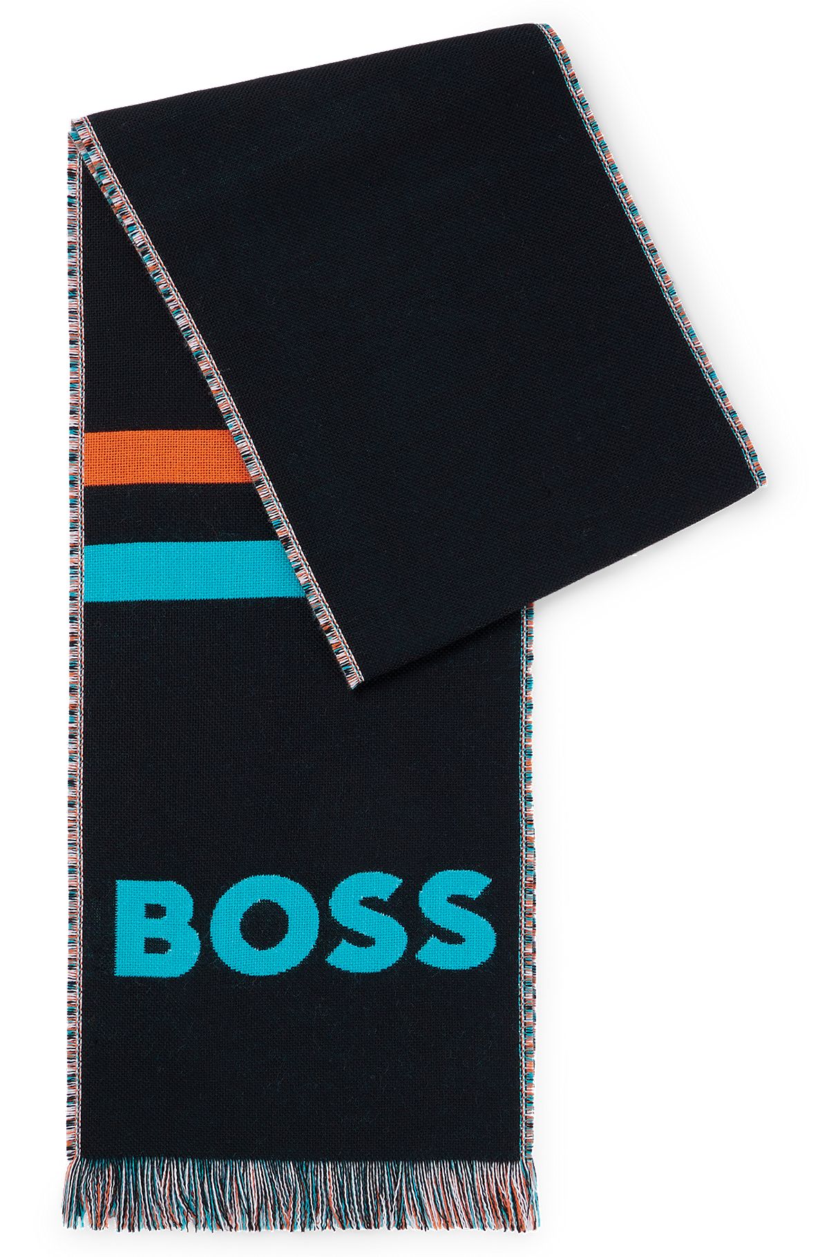 BOSS x NFL logo scarf with Miami Dolphins branding, Dolphins