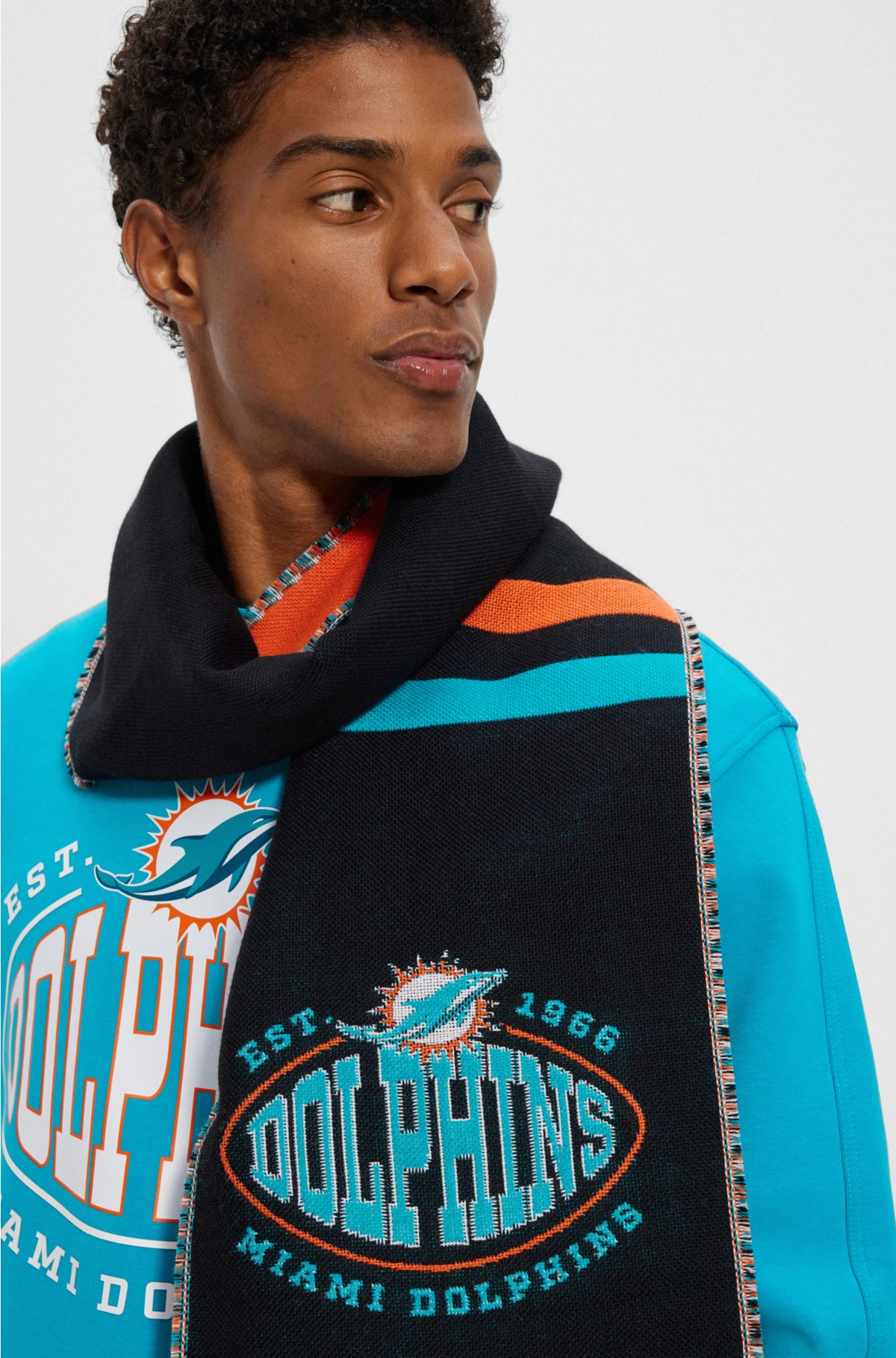 BOSS - BOSS x NFL logo scarf with Miami Dolphins branding