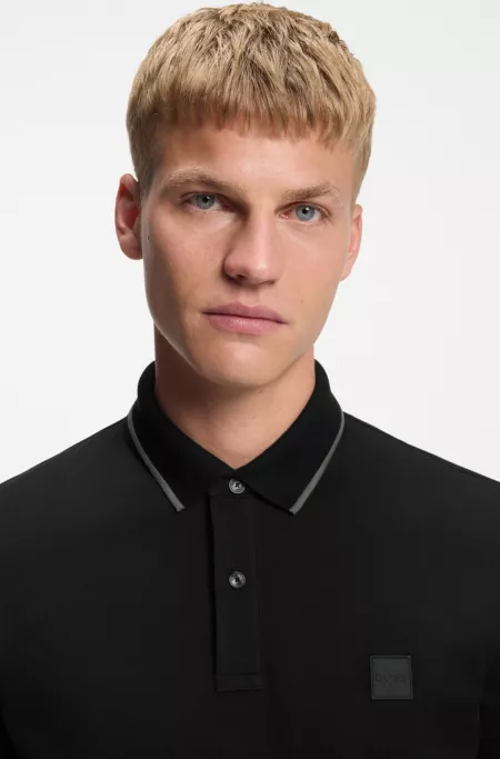 Logo-patch slim-fit polo shirt in stretch cotton