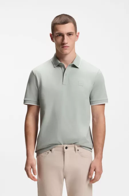 Logo-patch slim-fit polo shirt in stretch cotton