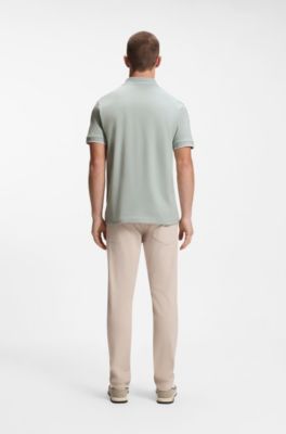 Logo-patch slim-fit polo shirt in stretch cotton, Silver