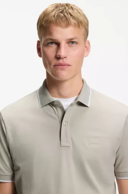 Logo-patch slim-fit polo shirt in stretch cotton