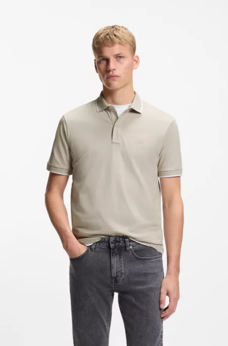 Logo-patch slim-fit polo shirt in stretch cotton