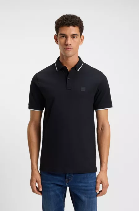 Logo-patch slim-fit polo shirt in stretch cotton