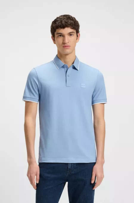 Logo-patch slim-fit polo shirt in stretch cotton