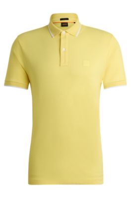 Hugo Boss Passenger Mens Stretch-cotton Slim-fit Polo Shirt With Log In Yellow