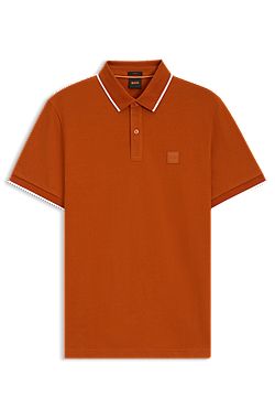 Logo-patch slim-fit polo shirt in stretch cotton