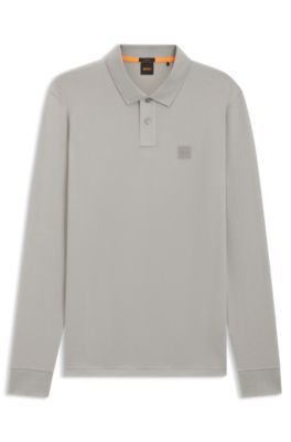 Stretch-cotton polo shirt in a slim fit, Light Grey