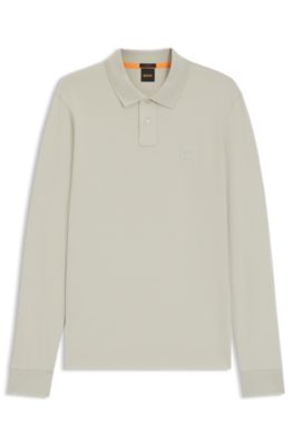 Stretch-cotton polo shirt in a slim fit, Light Beige