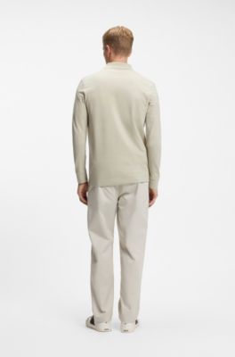 Polo slim fit en piqu&eacute; de algod&oacute;n el&aacute;stico, Beige claro