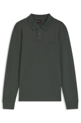 Slim-fit polo shirt in stretch-cotton piqu&eacute;, Light Green