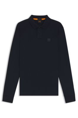 Stretch-cotton polo shirt in a slim fit, Dark Blue