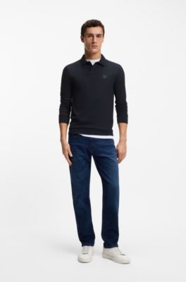 Stretch-cotton polo shirt in a slim fit, Dark Blue