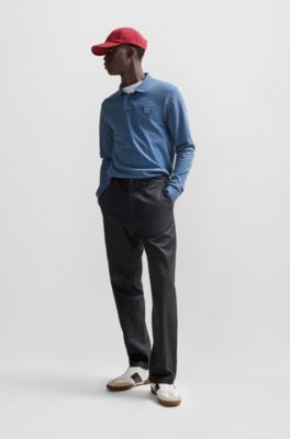 Stretch-cotton polo shirt in a slim fit, Light Blue