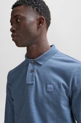 Stretch-cotton polo shirt in a slim fit, Light Blue