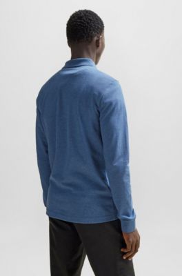 Stretch-cotton polo shirt in a slim fit, Light Blue